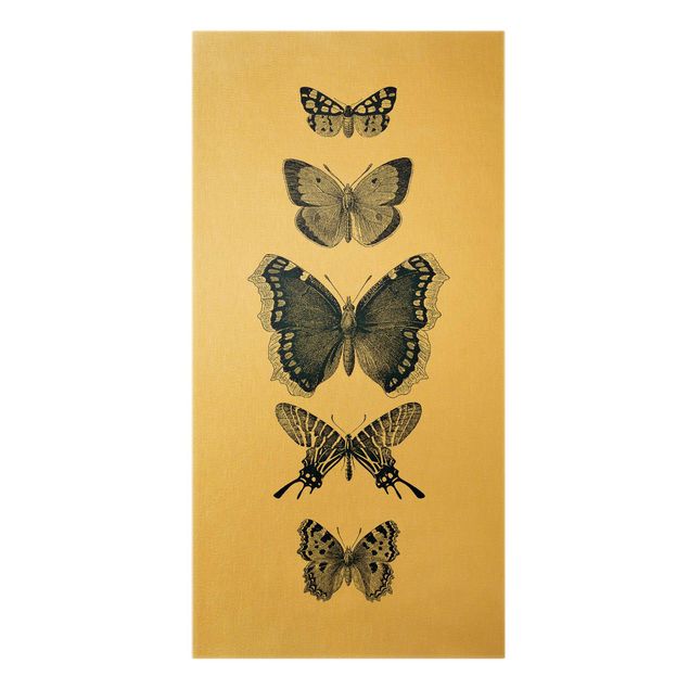 Quadro su tela animali Farfalle d'inchiostro su sfondo beige