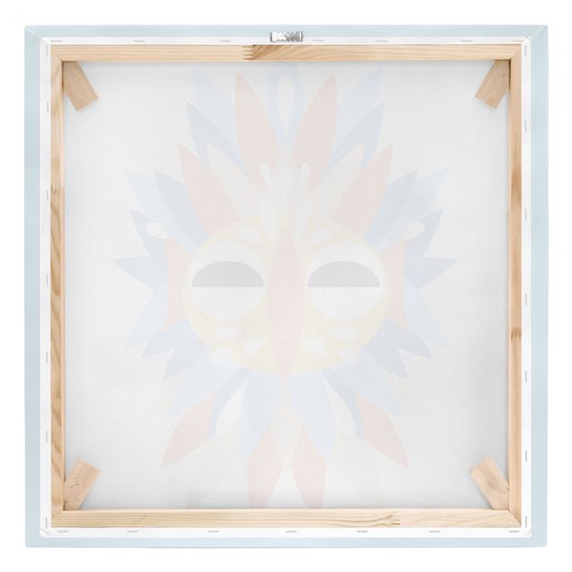 Stampa su tela - Collage Mask Ethnic - Parrot - Quadrato 1:1
