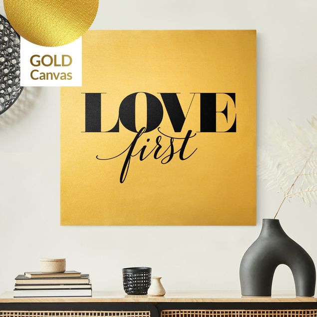 Stampe su tela oro Love First