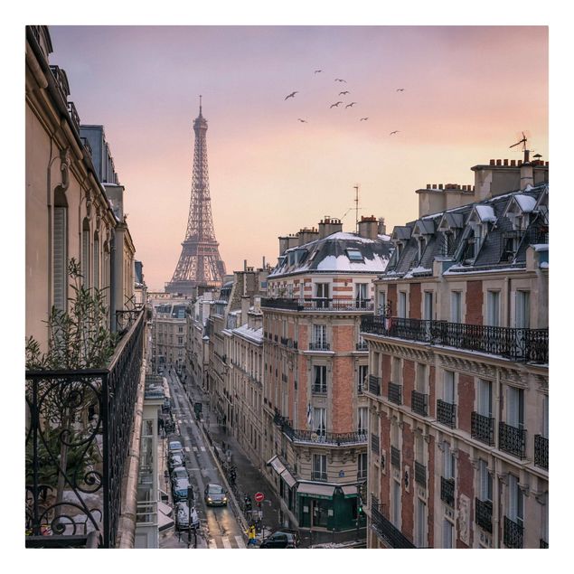 Stampa su tela La Torre Eiffel al tramonto