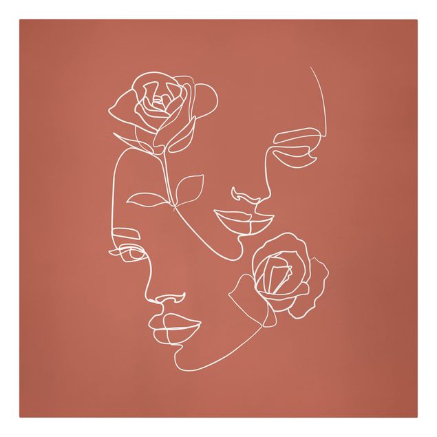 Quadri su tela Line Art - Volti femminili Rose Rame