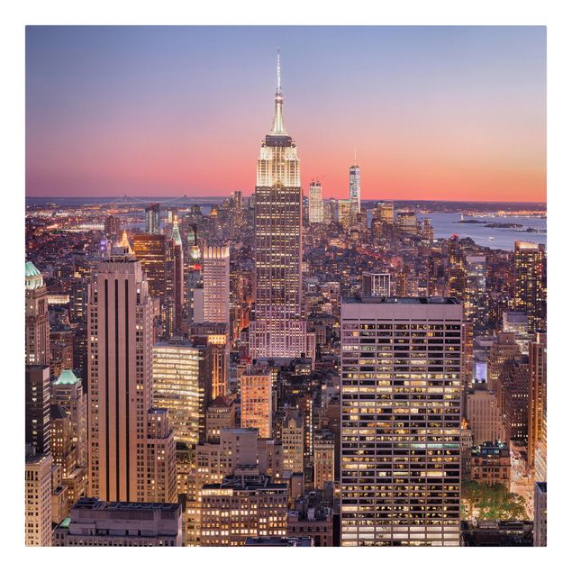 Stampa su tela - Sunset Manhattan New York City - Quadrato 1:1