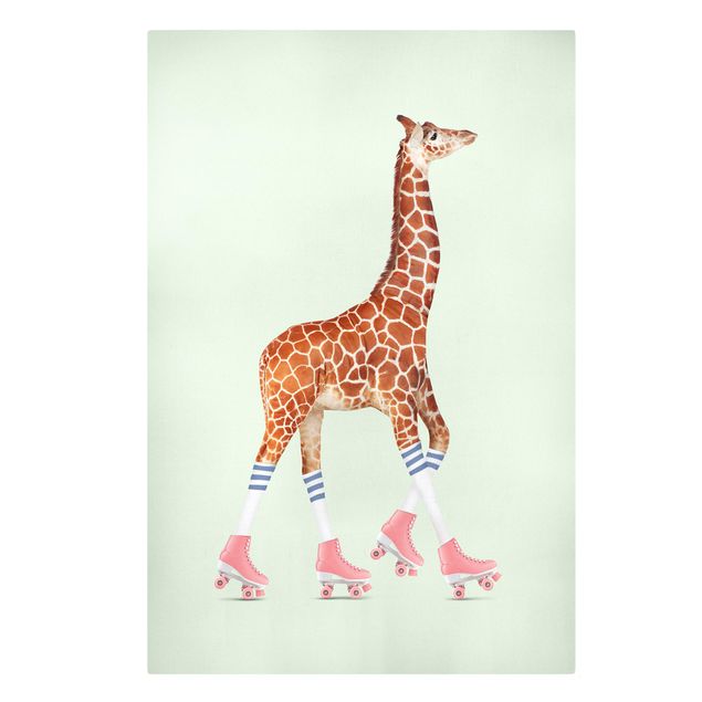 Stampa su tela Giraffa con pattini a rotelle
