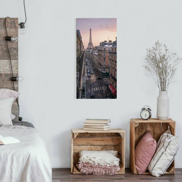 Stampa su tela città La Torre Eiffel al tramonto