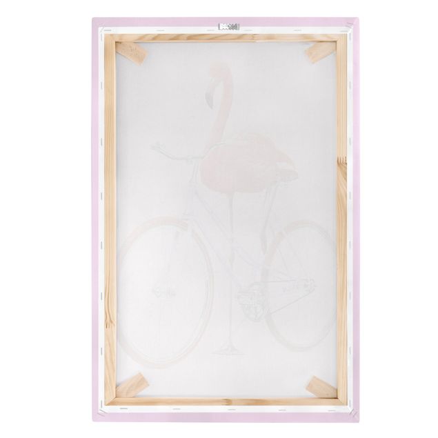 Stampa su tela - Flamingo con la bicicletta - Verticale 3:2