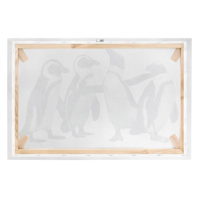 Quadri moderni per soggiorno Illustrazione - Pinguini Acquerello Bianco e Nero