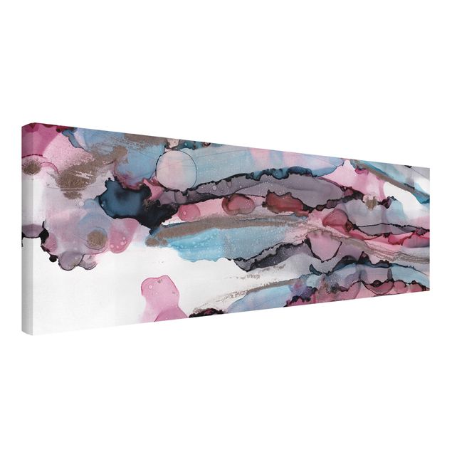 Riproduzione quadri su tela Onde di surf in viola con oro rosa