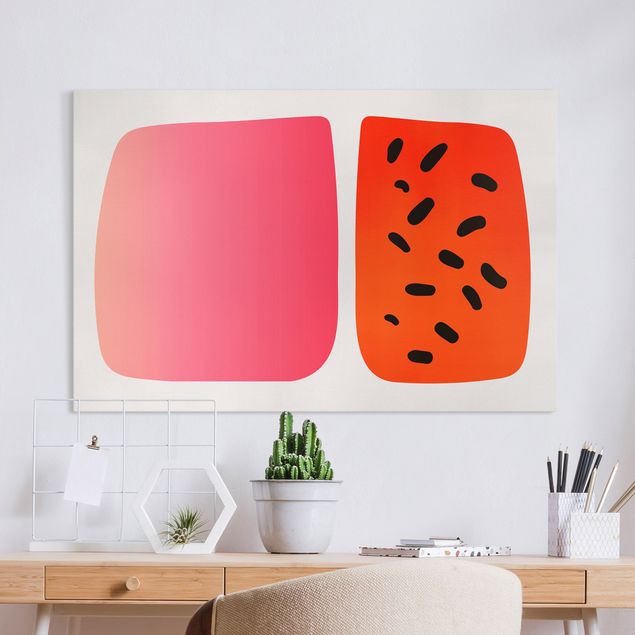quadro astratto moderno Forme astratte - Melone e rosa