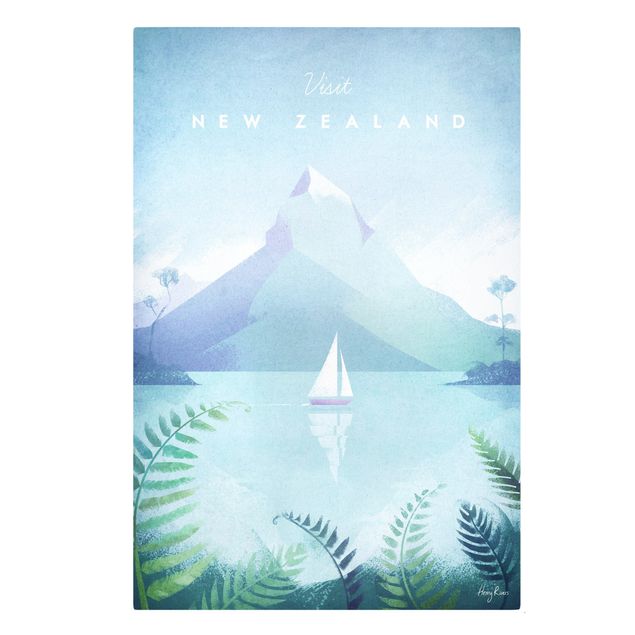Stampa su tela vintage Poster di viaggio - Nuova Zelanda