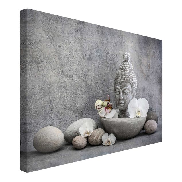 Stampe su tela Buddha Zen, orchidea e pietra