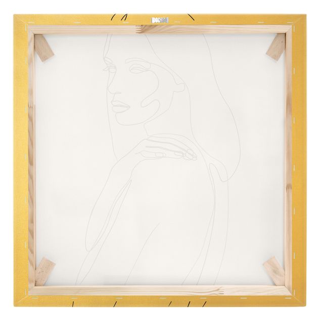 Quadro su tela oro - Line Art spalle femminili in bianco e nero