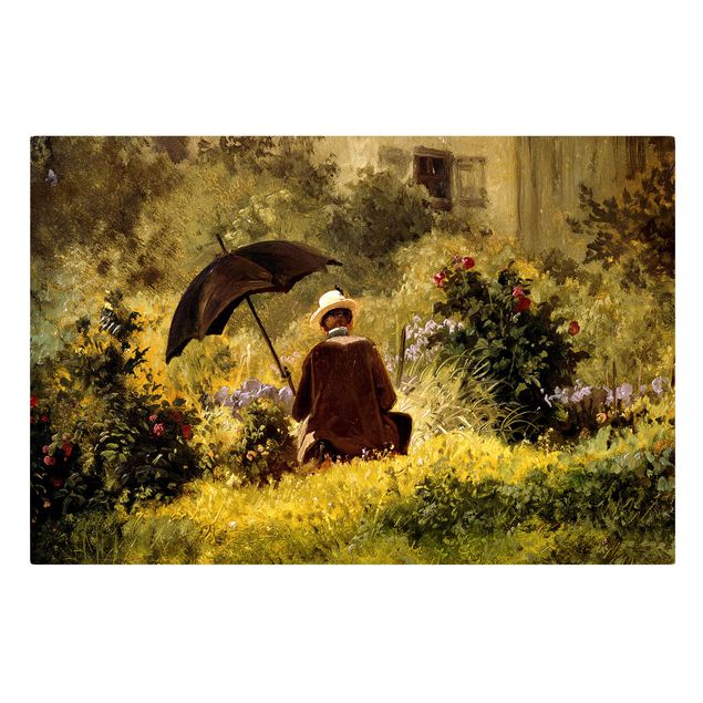 Stampe su tela Carl Spitzweg - Il pittore in giardino