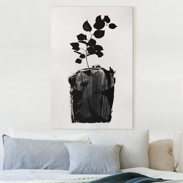 Quadro su tela fiori Mondo grafico delle piante - Foglie nere