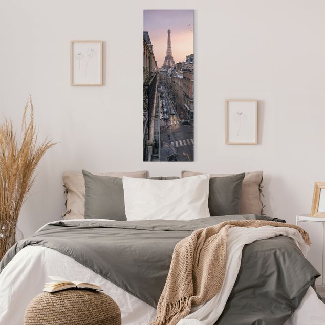 Stampa su tela città La Torre Eiffel al tramonto