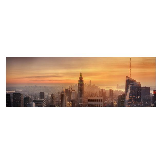 Stampa su tela - Manhattan Skyline Evening - Panoramico