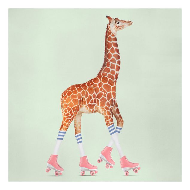 Stampa su tela Giraffa con pattini a rotelle