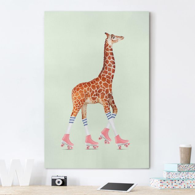 Quadri con giraffe Giraffa con pattini a rotelle