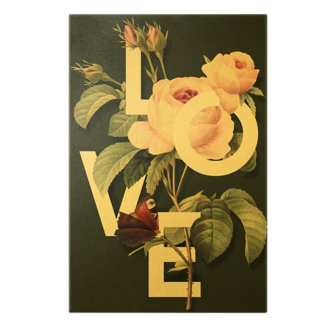 Stampe su tela Tipografia floreale - Amore