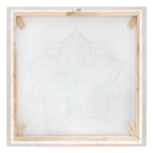 Stampa su tela - Mandala illustrazione Mandala oro blu - Quadrato 1:1