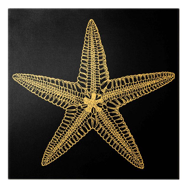 Stampa su tela Illustrazione di una stella marina in nero