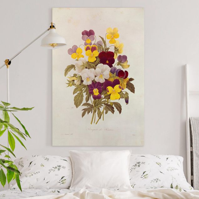 Quadro su tela fiori Pierre Joseph Redoute - Bouquet di viole del pensiero
