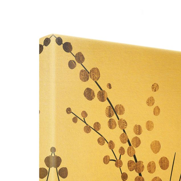 Quadro su tela oro - Mondo vegetale grafico - Bacche in oro