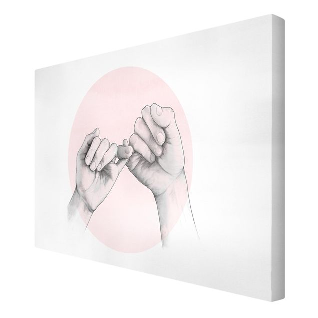 Quadri su tela - Illustrazione mani Amicizia Circle Rosa Bianco