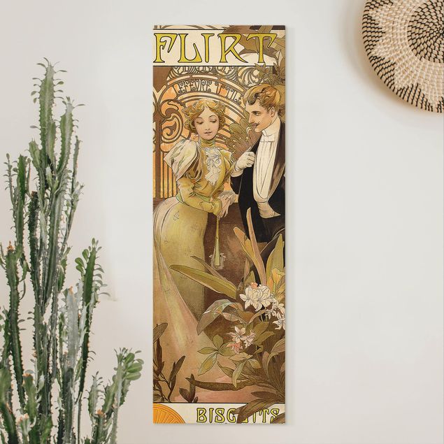 Tele con scritte Alfons Mucha - Poster pubblicitario per i biscotti Flirt