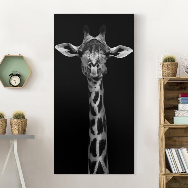 Quadri con giraffe Ritratto di giraffa scura