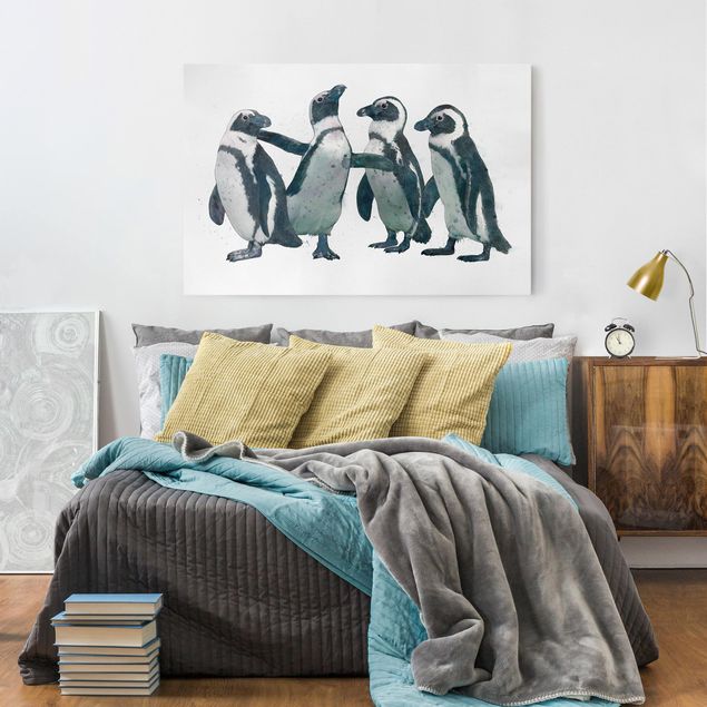 quadri con animali Illustrazione - Pinguini Acquerello Bianco e Nero