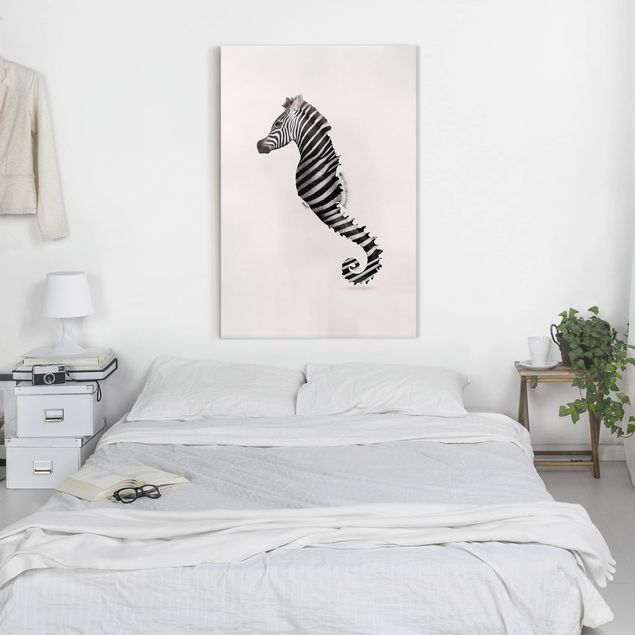 quadri con animali cavalluccio marino con strisce zebrate