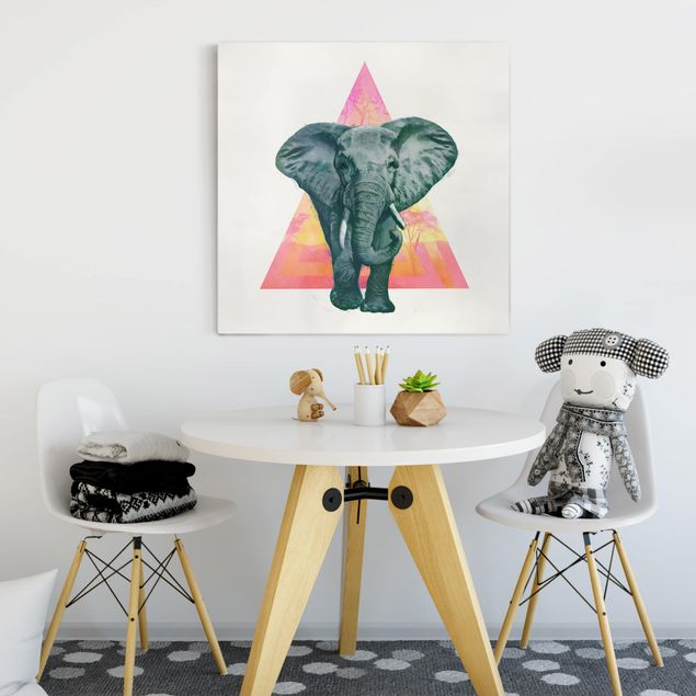 quadri con animali Illustrazione - Elefante fronte triangolo pittura