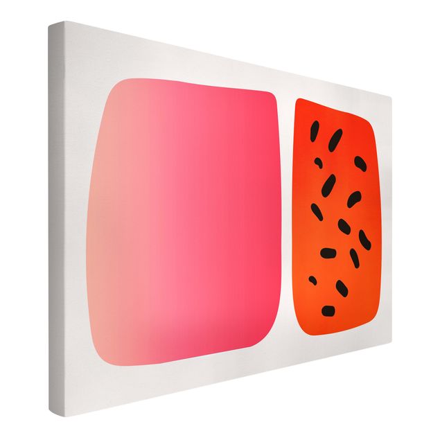Quadri moderni per soggiorno Forme astratte - Melone e rosa
