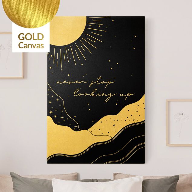 Stampa su tela oro Paesaggio stellato - Non smettere mai di guardare in alto
