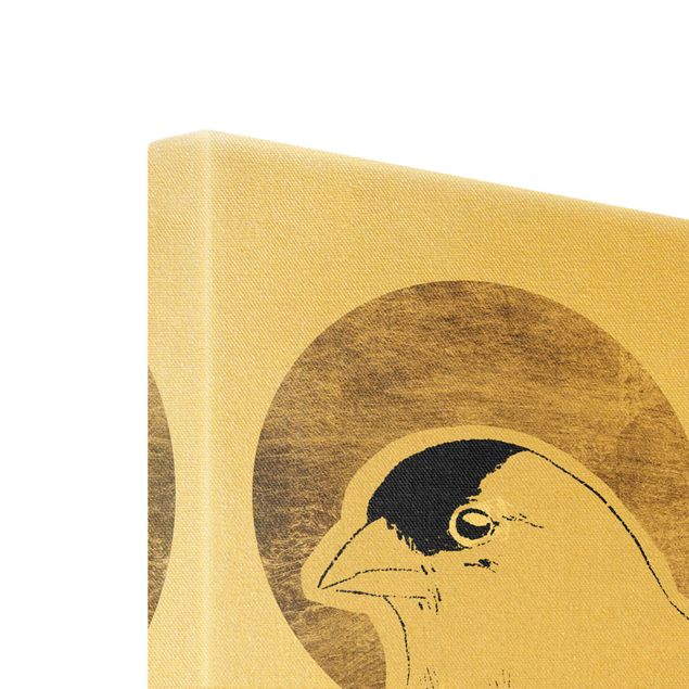 Quadro su tela oro - Uccello nel sole dorato II