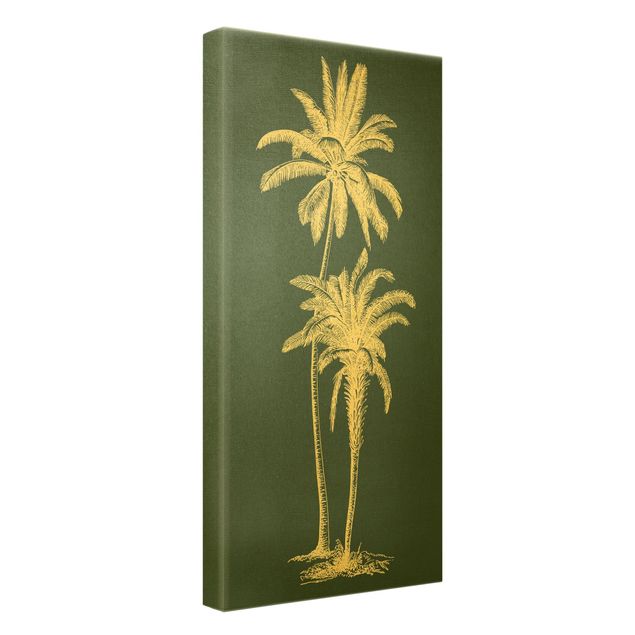 Quadro su tela oro - Illustrazione di palme su verde