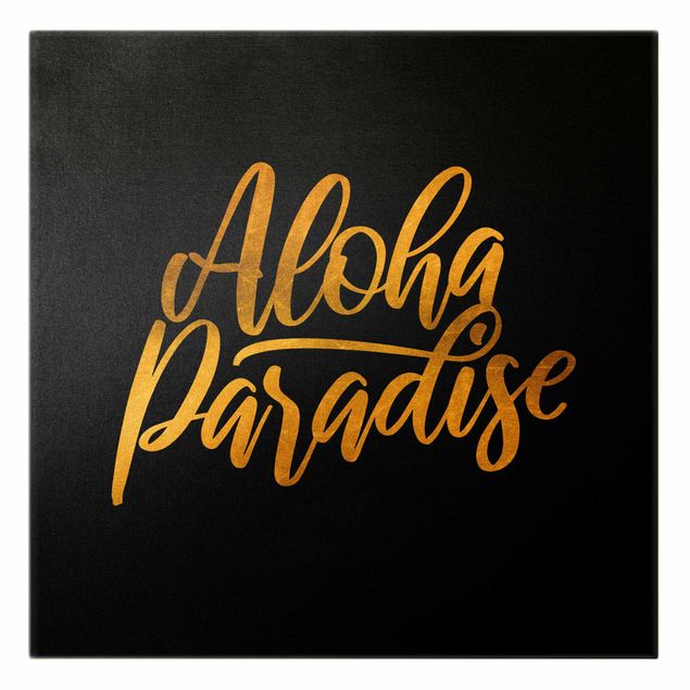 Quadri su tela Oro - Paradiso Aloha su nero