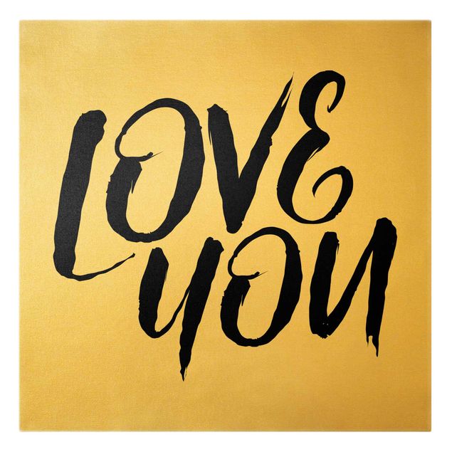Quadro su tela oro - Love You