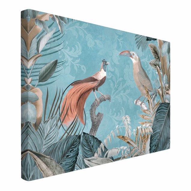 Riproduzioni su tela quadri famosi Collage vintage - Uccelli del paradiso