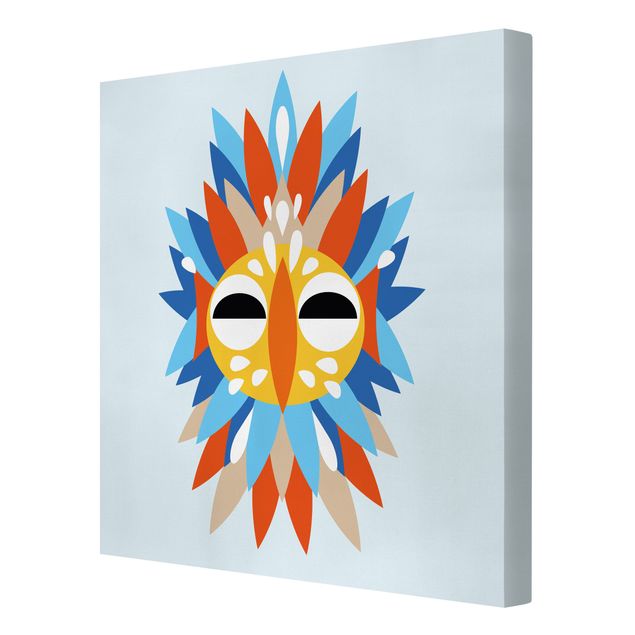 Stampa su tela - Collage Mask Ethnic - Parrot - Quadrato 1:1