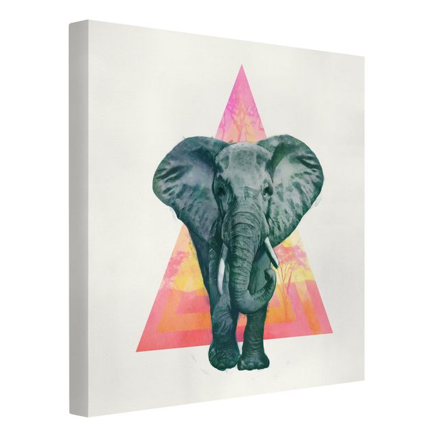 Riproduzioni su tela Illustrazione - Elefante fronte triangolo pittura