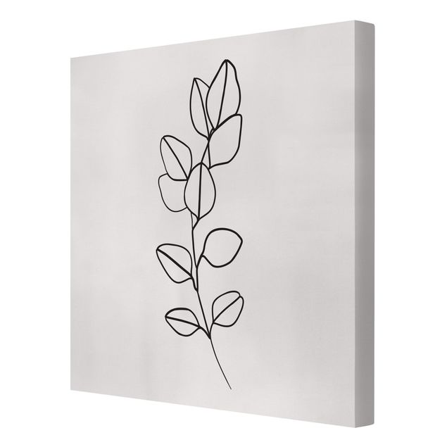 Quadri su tela Line Art - Ramo di foglie in bianco e nero