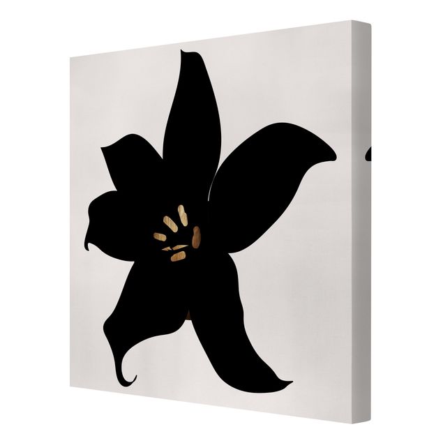 Stampa su tela - Mondo vegetale grafico - Orchidea in nero e oro - Quadrato 1:1