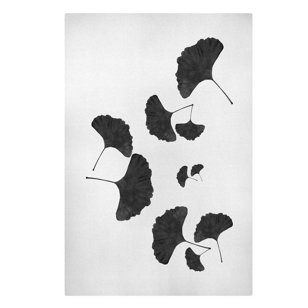 Quadro su tela - Composizione di ginko in bianco e nero