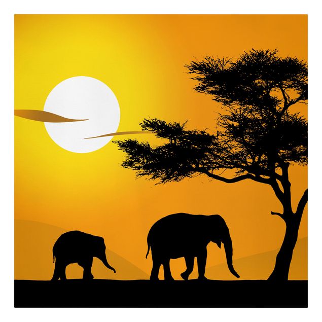 Tele con paesaggi Elefante africano a piedi