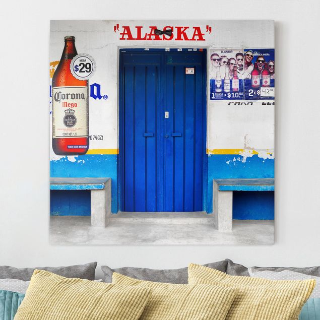 Tele con scritte Bar Blu Alaska