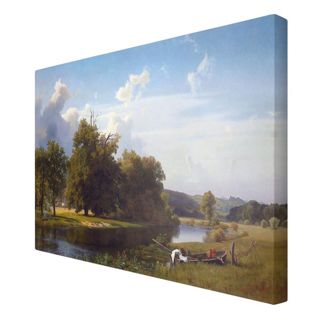Stampa su tela - Albert Bierstadt - A River Landscape, Westphalia - Orizzontale 3:2