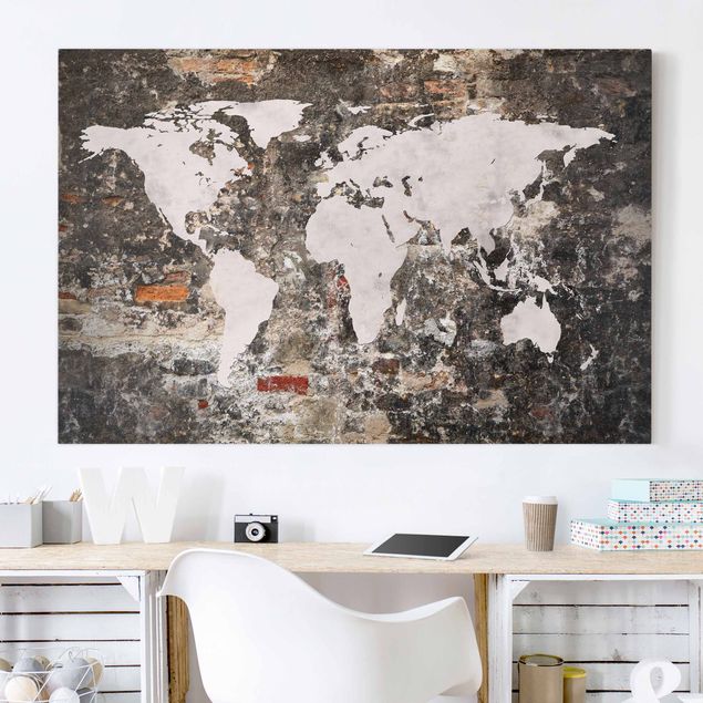 Mappamondo su tela Vecchia mappa del mondo a parete