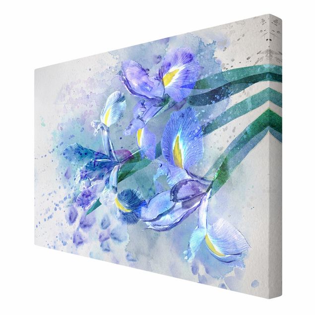 Stampa su tela - Watercolour flowers Iris - Orizzontale 3:2