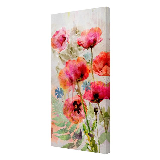 Stampa su tela - Watercolor Poppy Flowers - Verticale 1:2
